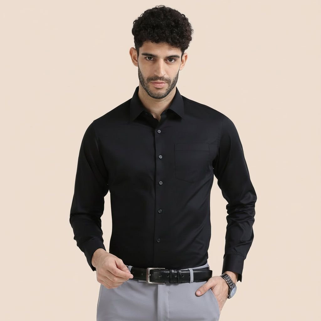 Cambridge Giza Cotton Shirt in Raven
