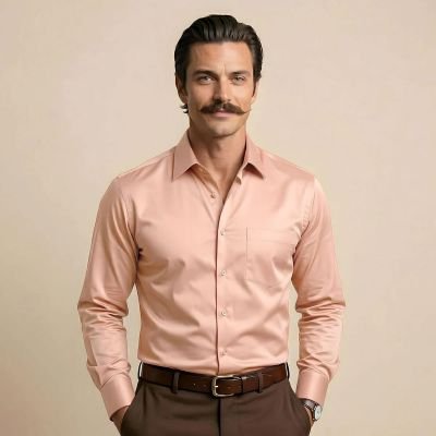 Cambridge Giza Cotton Shirt In Peach Fuzz