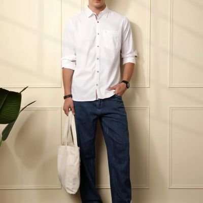 Cambridge Giza Cotton Shirt In Peach Fuzz Red View 2