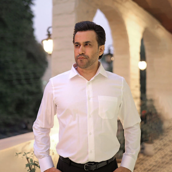 Crest Self Stripe French Cuff Giza Shirt In Cloud White View 2