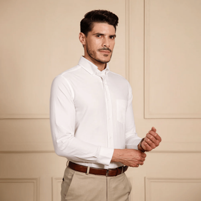 Regal Oxford Solid Shirt in Cloud White View 2